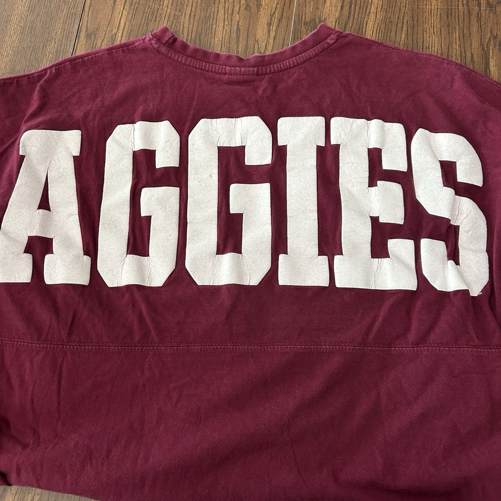 Texas A&M Spirt Jersey Aggies Long‎ Sleeve Maroon 100% Cotton Size Large - Picture 9 of 11